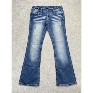 Ariya Jeans Bootcut Jeans Juniors 11/12 Blue Mid Rise Distressed Stretch Denim